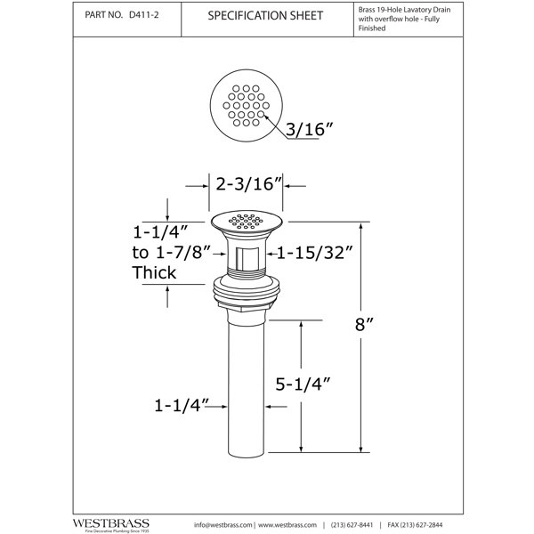 Westbrass 2.19'' W Grid Bathroom Sink Drain Yes Wayfair